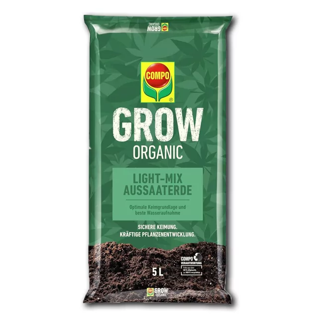 COMPO Grow Organic Light-Mix Aussaaterde - Luftige Erde für Anzucht und Jungpflanzen