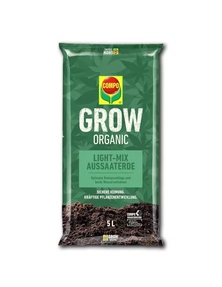 COMPO Grow Organic Light-Mix Aussaaterde - Luftige Erde für Anzucht und Jungpflanzen