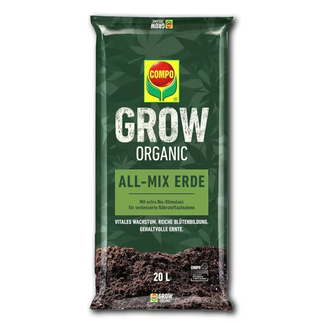 COMPO Grow Organic All-Mix Erde - Universalerde für gesundes Pflanzenwachstum