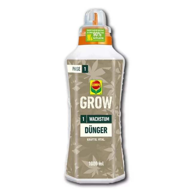 COMPO Grow engrais de croissance 1L - Engrais liquide pour une croissance vigoureuse des plantes