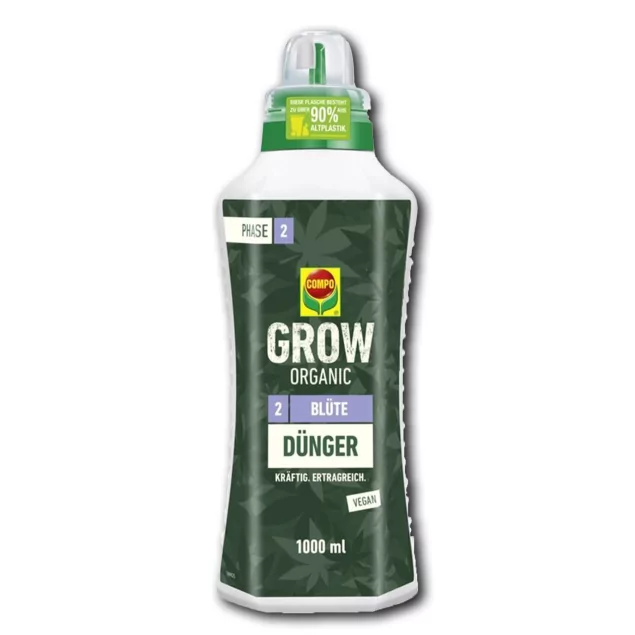 COMPO Grow Organic Blüte Dünger 1L - Biologischer Dünger für kräftige Blütenbildung