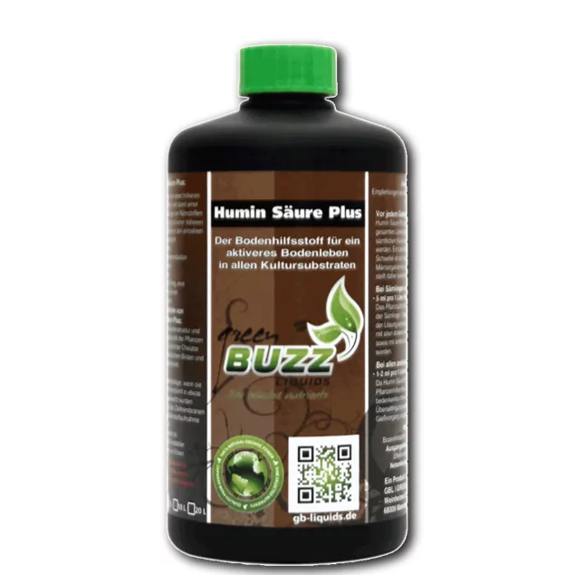 Green Buzz Nutrients Acide humique Plus 250ml - Amendement organique pour des plantes saines
