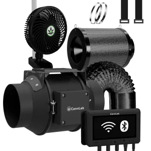 Cannlab IQ-4 ventilation set + clip fan - 4" EC inline fan with WiFi controller & activated carbon filter - smart kit