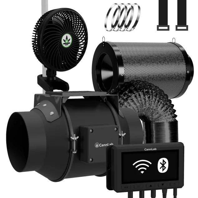 Cannlab IQ-6 Lüftungsset + Clip-Fan – 6” EC-Ventilator, Aktivkohlefilter & WiFi-Controller