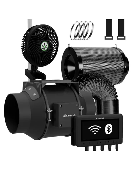 Cannlab IQ-6 ventilation set + clip fan - 6" EC fan, activated carbon filter & WiFi controller