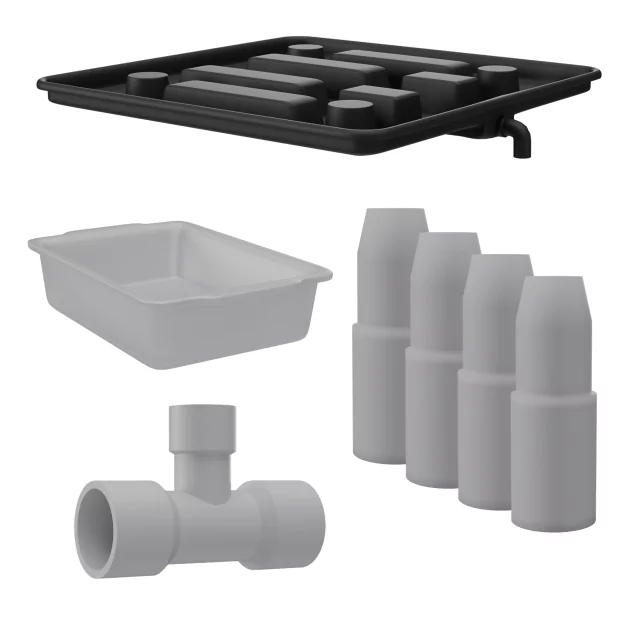 Cannlab Drain égouttoir 39 x 39 cm avec bac de récupération & raccord de tuyau