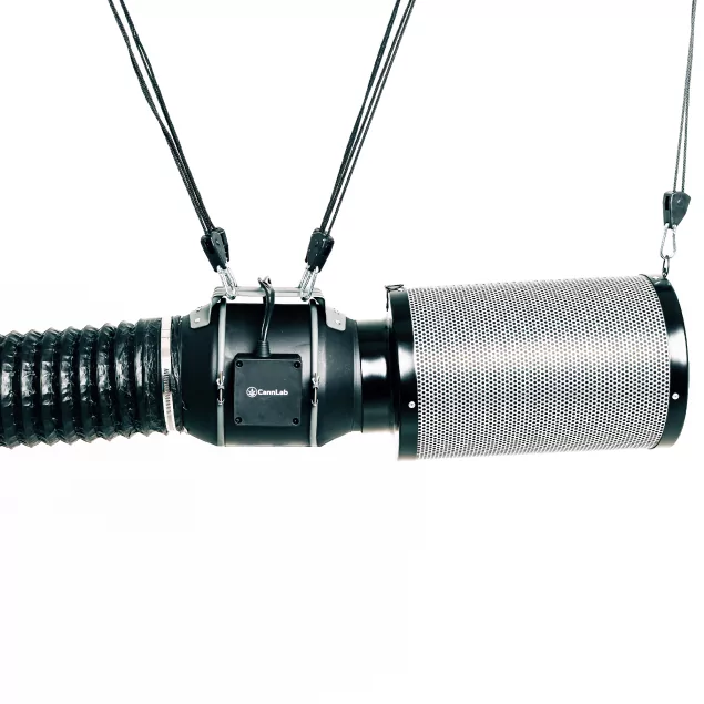 Cannlab IQ-6 Inline Fan Kit - 6" EC motor, actief koolstoffilter, klemventilator & WiFi-controller voor kweektenten